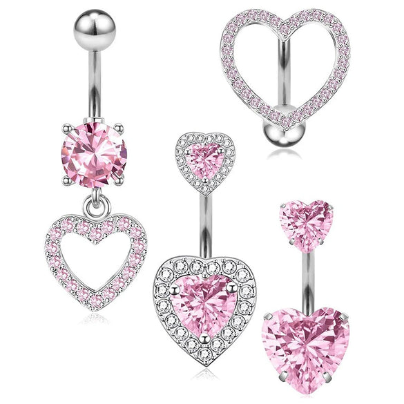 Wholesale Puncture Jewelry Stainless Steel Geometric Love Bow Belly Button Ring Set