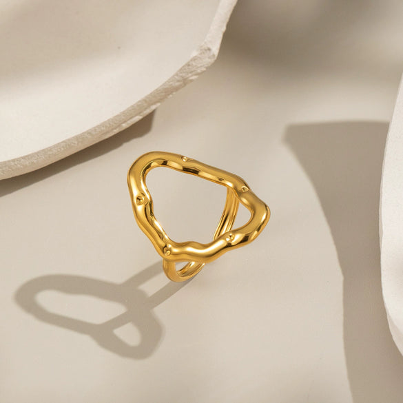 Wholesale Punk Bar Ring Irregular Geometric Lines Design Nonfading Hand Jewelry For Women Stainless Steel Electroplating
