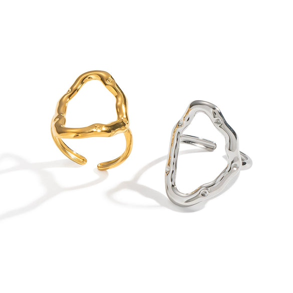 Wholesale Punk Bar Ring Irregular Geometric Lines Design Nonfading Hand Jewelry For Women Stainless Steel Electroplating