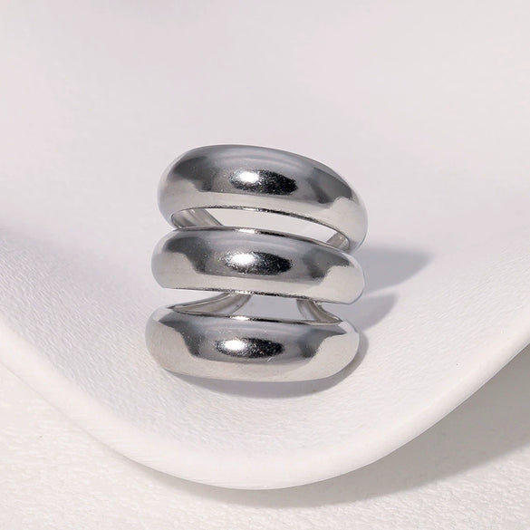 Wholesale Punk Exaggerated Wide Edition Open Finger Ring For Women Stainless Steel Geometric Electroplated