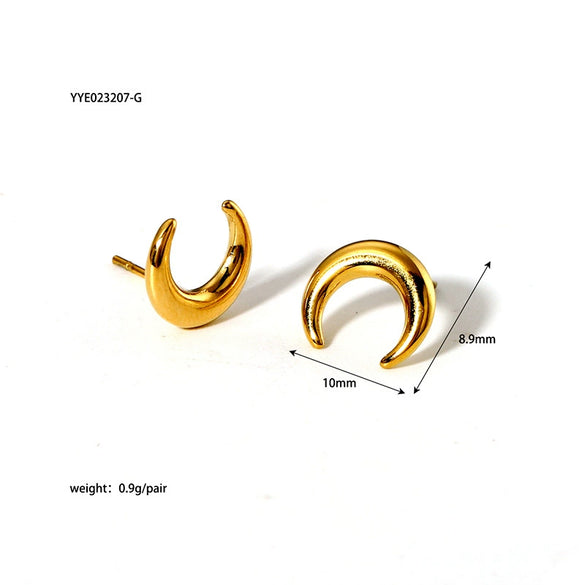 Wholesale Punk Geometric Curved Stainless Steel Earrings For Women With 14K Gold Plated Vacuum Real Gold Electroplating In Pvd Furnace High Sense Style