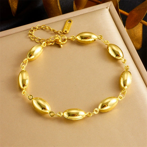 Wholesale Punk Geometric Stainless Steel Jewelry Bracelet With Oval Water Drop Design And Electroplating Treatment
