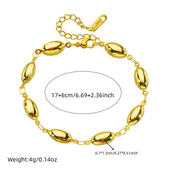 Wholesale Punk Geometric Stainless Steel Jewelry Bracelet With Oval Water Drop Design And Electroplating Treatment