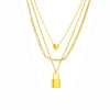 Wholesale Punk Hip Hop Cold Style Titanium Steel Multi Layer Chain Lock Pendant Necklace With Geometric Pattern And Electroplating Treatment