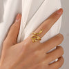 Wholesale Punk Hip Hop Style Stainless Steel Snake Zodiac Ring With Electroplating