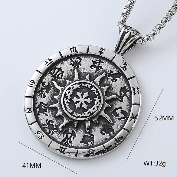 Wholesale Punk Jewelry Retro Round Stainless Steel Geometric Polished