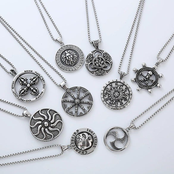 Wholesale Punk Jewelry Retro Round Stainless Steel Geometric Polished