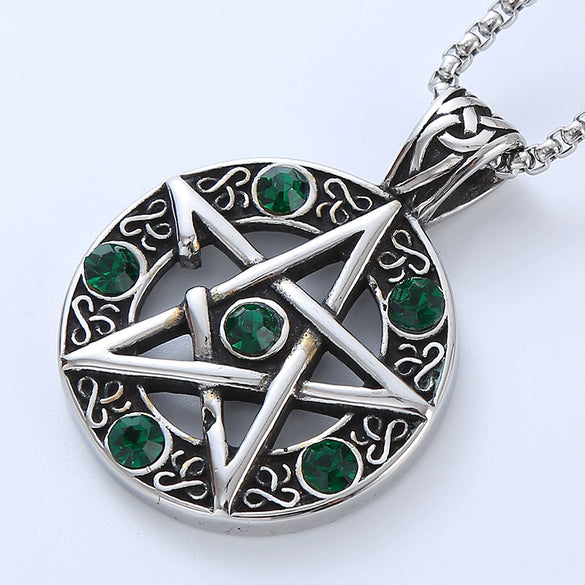 Wholesale Punk Necklace With Stainless Steel Geometric Pattern Fivepointed Star And Devil's Eye Design Polished