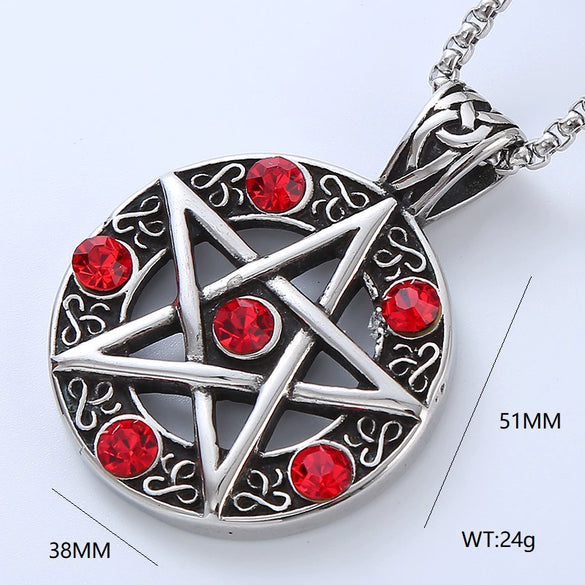 Wholesale Punk Necklace With Stainless Steel Geometric Pattern Fivepointed Star And Devil's Eye Design Polished