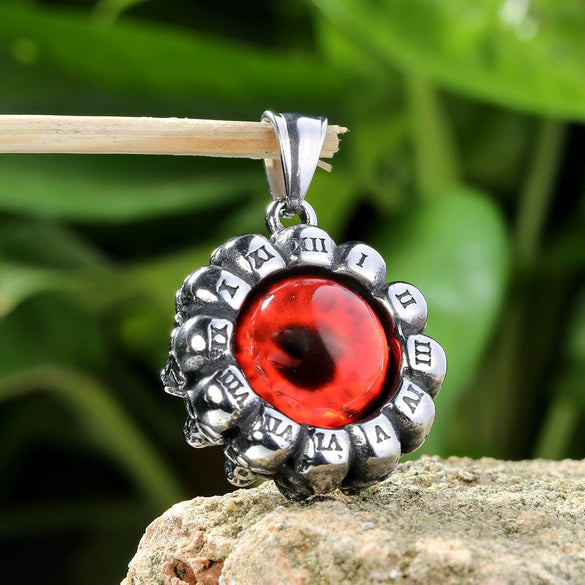 Wholesale Punk Retro Male Titanium Steel Pendant Necklace With Roman Numeral Devil's Eye Pattern And Casting Process