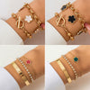 Wholesale Punk Rhinestone Alloy Five Leaf Clover Geometric Electroplated Women's Bracelet