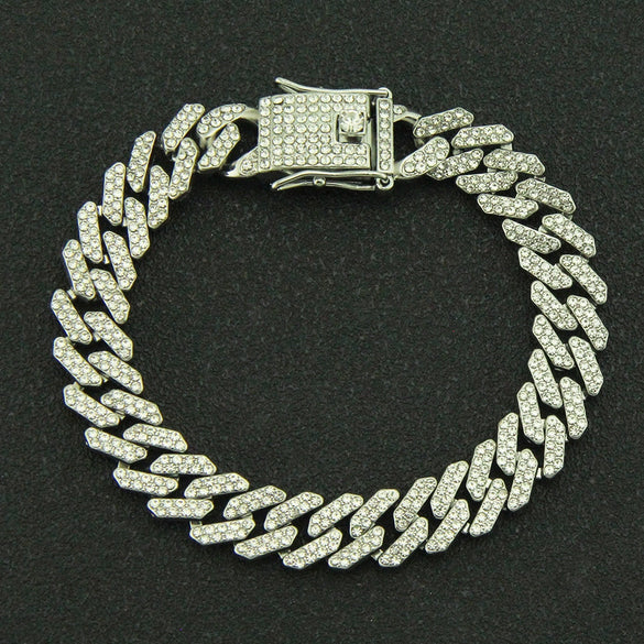 Wholesale Punk Style Alloy Cuban Chain Necklace With Geometric Diamond Accessories Pendant