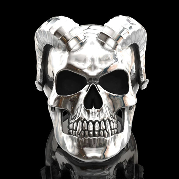 Wholesale Punk Style Alloy Gold Inlaid Geometric Skull Ghost Head Rings For Unisex