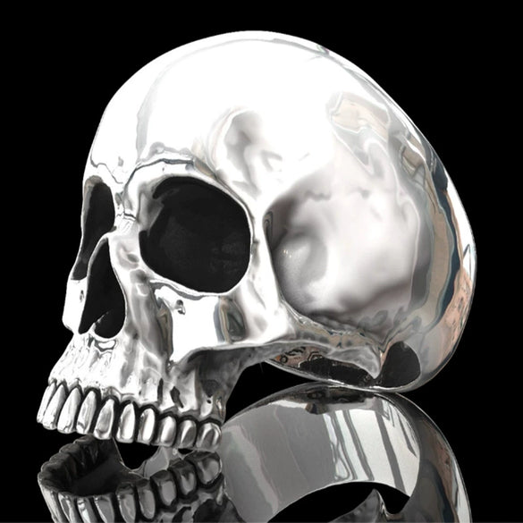 Wholesale Punk Style Alloy Gold Inlaid Geometric Skull Ghost Head Rings For Unisex
