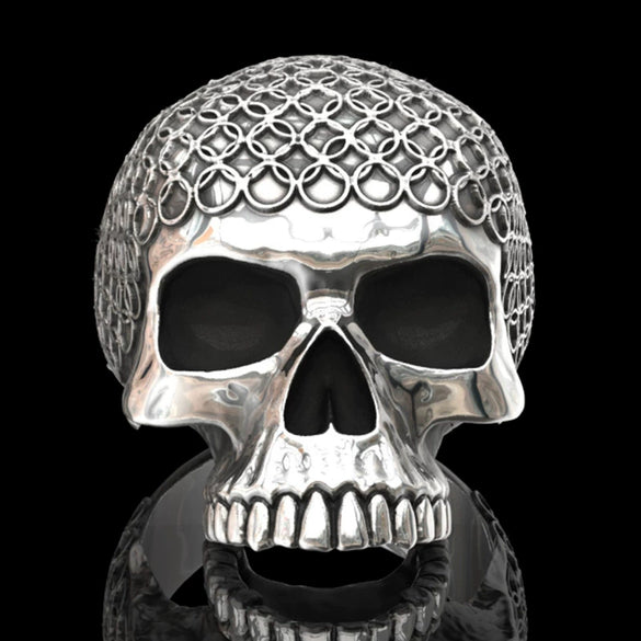 Wholesale Punk Style Alloy Gold Inlaid Geometric Skull Ghost Head Rings For Unisex