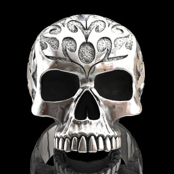 Wholesale Punk Style Alloy Gold Inlaid Geometric Skull Ghost Head Rings For Unisex