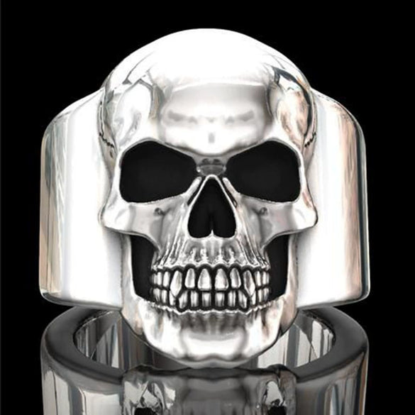Wholesale Punk Style Alloy Gold Inlaid Geometric Skull Ghost Head Rings For Unisex