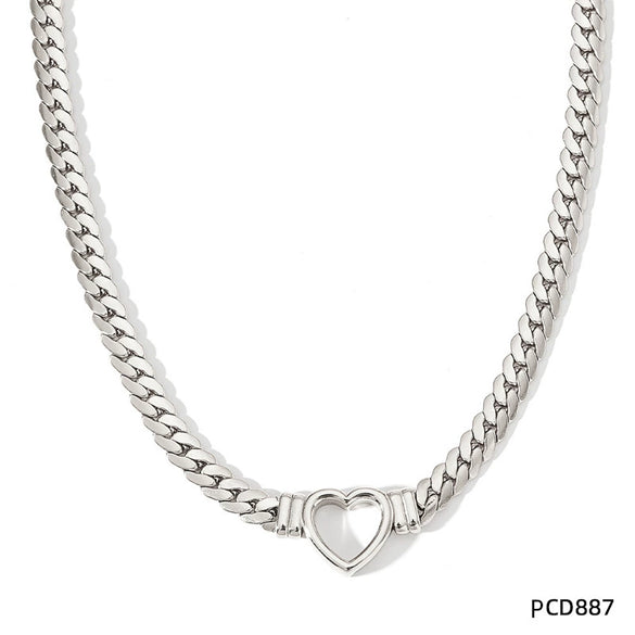 Wholesale Punk Style Cuban Chain Love Water Drops Bell Pattern Stainless Steel Necklace Bracelet Jewelry Set With Electroplating