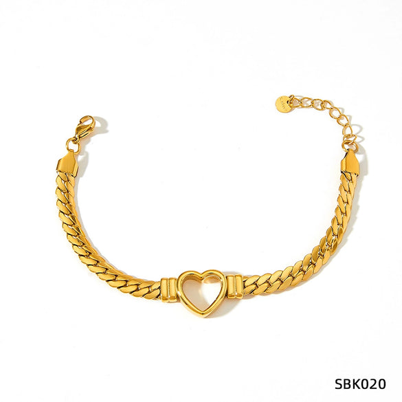 Wholesale Punk Style Cuban Chain Love Water Drops Bell Pattern Stainless Steel Necklace Bracelet Jewelry Set With Electroplating