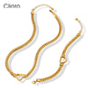 Wholesale Punk Style Cuban Chain Love Water Drops Bell Pattern Stainless Steel Necklace Bracelet Jewelry Set With Electroplating