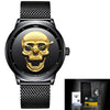 Wholesale Punk Style 3D Skull Quartz Watch Stainless Steel Band Alloy Case Mineral Strengthened Mirror For Men