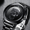 Wholesale Punk Style 3D Skull Quartz Watch Stainless Steel Band Alloy Case Mineral Strengthened Mirror For Men