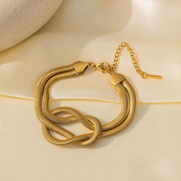 Wholesale Punk Style Double Layer Snake Bone Chain Titanium Steel Jewelry Set For Women