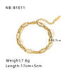 Wholesale Punk Style Exaggerated Thick Titanium Steel Handmade Chain Bracelet With 18K Real Gold Plated Geometric Pattern