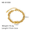 Wholesale Punk Style Exaggerated Thick Titanium Steel Handmade Chain Bracelet With 18K Real Gold Plated Geometric Pattern