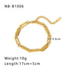 Wholesale Punk Style Exaggerated Thick Titanium Steel Handmade Chain Bracelet With 18K Real Gold Plated Geometric Pattern
