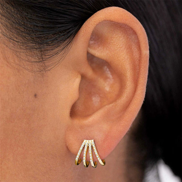 Wholesale Punk Style Geometric Earrings 925 Sterling Silver 14K Gold Plated