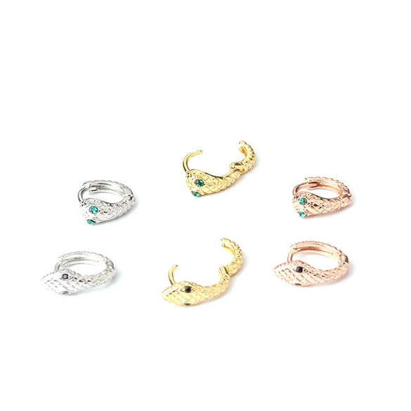 Wholesale Punk Style Metal Animal Snakeshaped Electroplated Rose Gold Women's Earrings
