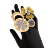 Wholesale Punk Style Metal Geometric And Leaf Ring With Electroplating