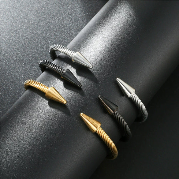 Wholesale Punk Style Open Titanium Steel Geometric Nail Bracelet Unisex