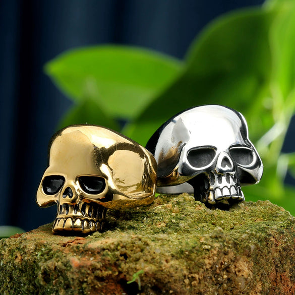 Wholesale Punk Style Skull Ring Stainless Steel Glossy Geometric Men's Ring With Polishing Treatment