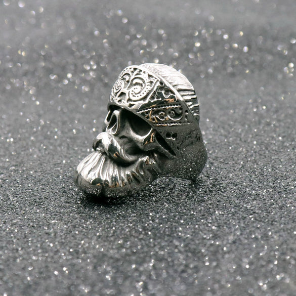 Wholesale Punk Style Stainless Steel Skull Beard Ring For Men Polished