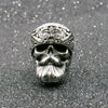 Wholesale Punk Style Stainless Steel Skull Beard Ring For Men Polished
