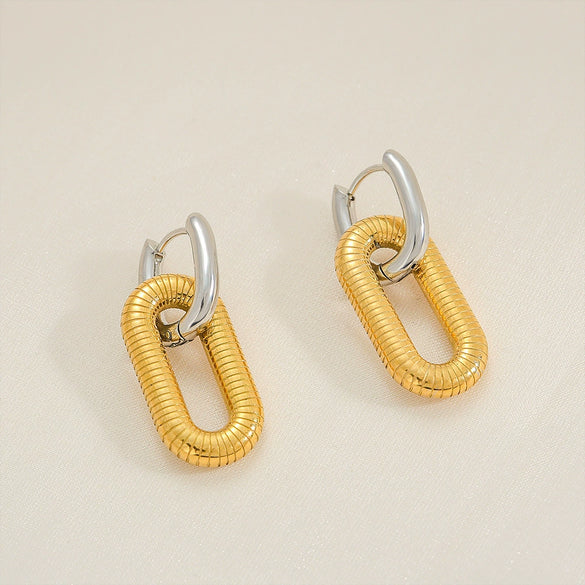 Wholesale Punk Style Stainless Steel Square Geometric Electroplated Earrings For Women