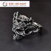 Wholesale Punk Style Titanium Steel Geometric Skull Crown Ring For Men With Electroplating