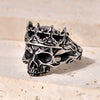 Wholesale Punk Style Titanium Steel Geometric Skull Crown Ring For Men With Electroplating