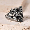 Wholesale Punk Style Titanium Steel Geometric Skull Crown Ring For Men With Electroplating