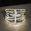 Wholesale Punk Style Women's Copper Ring With Geometric Design And Zirconia