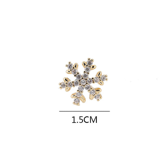 Wholesale Pure Copper Mini Snowflake And Star Pattern Electroplated Earrings For Women And Men