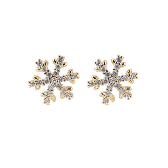 Wholesale Pure Copper Mini Snowflake And Star Pattern Electroplated Earrings For Women And Men
