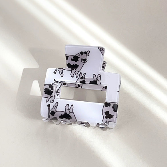Wholesale Pvc Cartoon Animal Style Square Semiround Hollow Baking Paint Hair Gripper Clip Jewelry