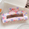 Wholesale Pvc Cartoon Flamingo Hair Accessories Spring And Summer Fresh Clip Floral Hairpin With Baking Paint Square Semicircle Shark Clip For Girls
