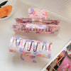 Wholesale Pvc Cartoon Flamingo Hair Accessories Spring And Summer Fresh Clip Floral Hairpin With Baking Paint Square Semicircle Shark Clip For Girls