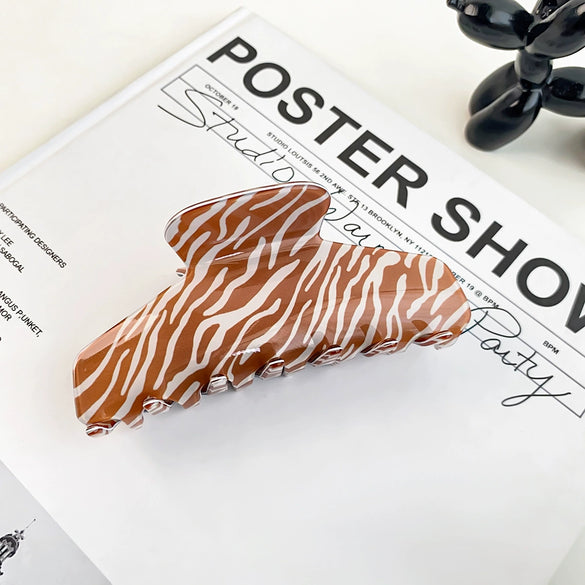 Wholesale Pvc Handmade Retro Zebra Pattern Hair Grab Clip For Women