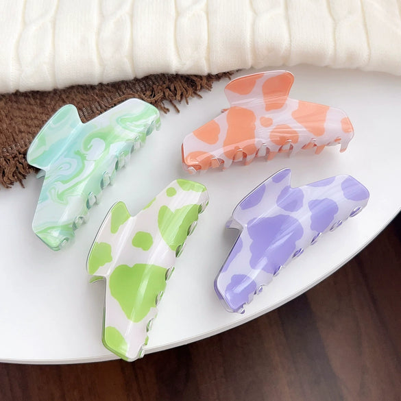 Wholesale Pvc Handmade Retro Zebra Pattern Hair Grab Clip For Women