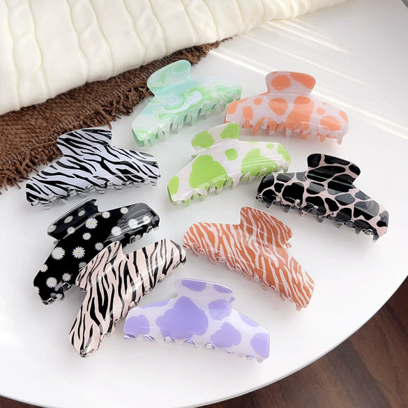 Wholesale Pvc Handmade Retro Zebra Pattern Hair Grab Clip For Women